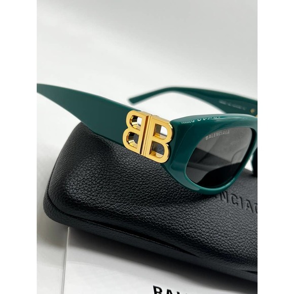 NEW Balenciaga BB0095S Green Logo Sunglasses - Picture 5 of 6